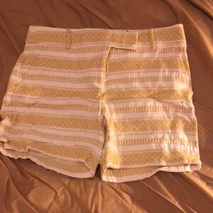 Yellow and White Patterned Women's Shorts